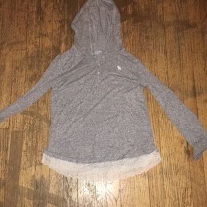 Abercrombie Hooded Sweater Grey/White Size 13/14